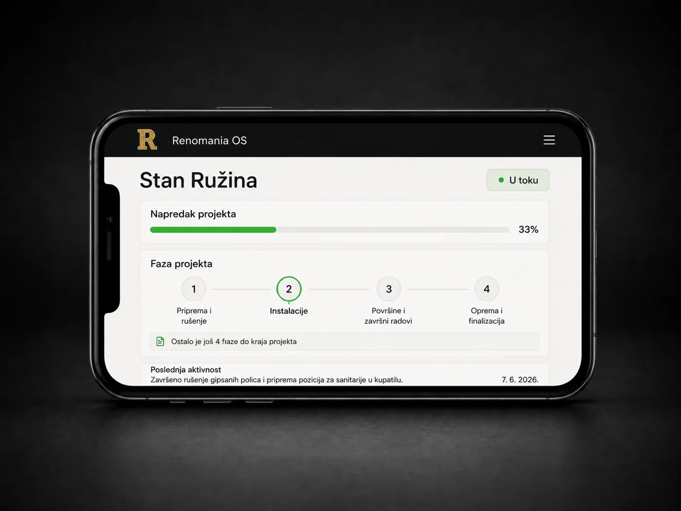 Ekran napretka Renomania OS projekta